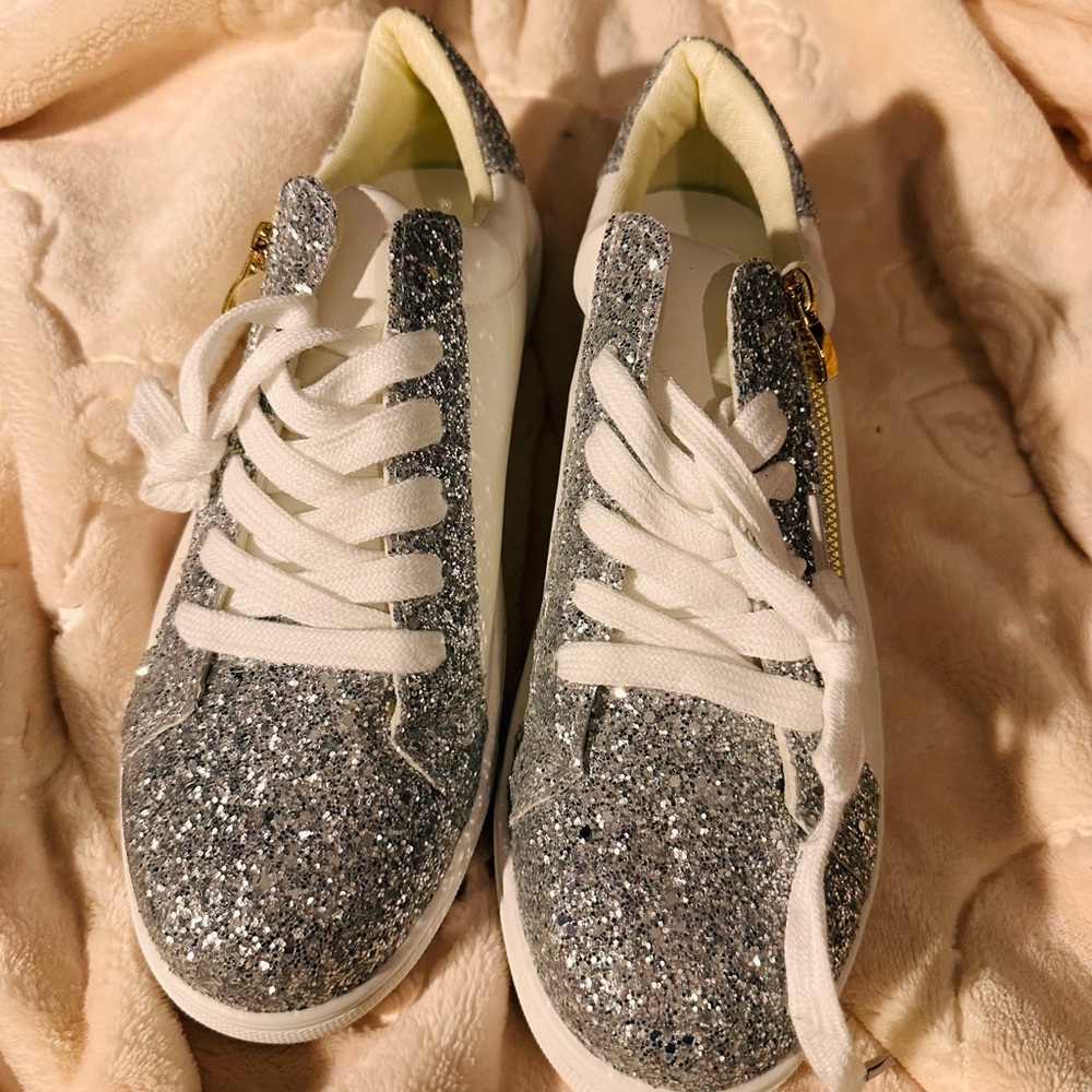 Brand New Sparkling Silver Women's Sneakers